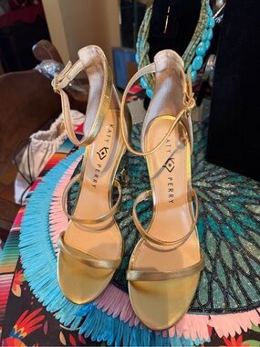 Metallic Gold Stilettos with Chain Link Heels